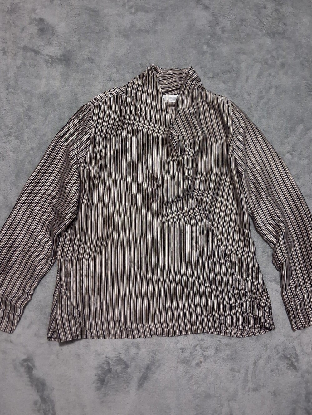 Vintage Anne Klein 100 % Silk Striped Blouse Size 10
